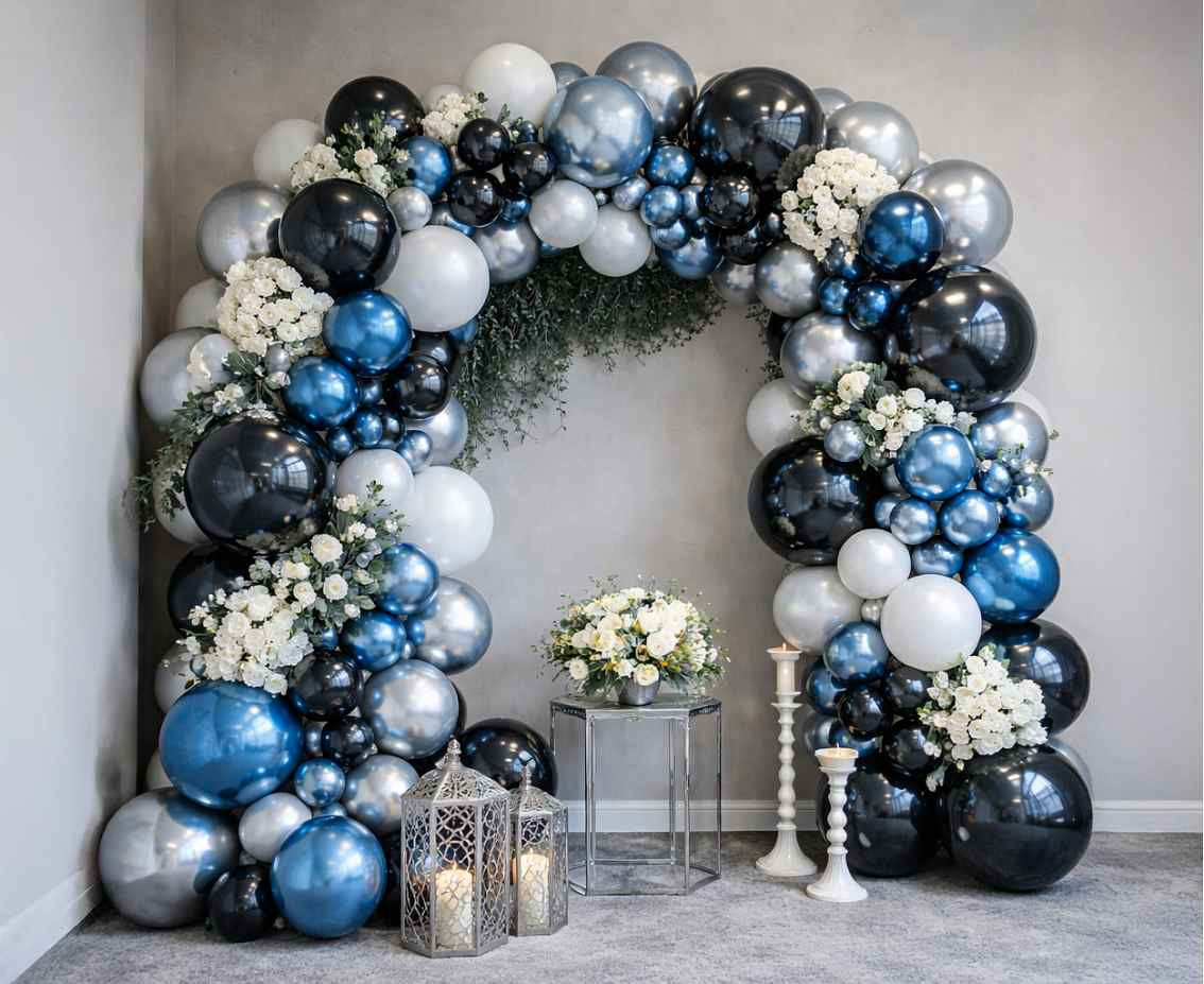 Balloons Tuftex 17", metallic silver, 25 pcs